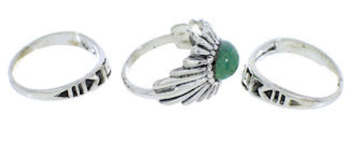 Stackable Sterling Silver And Turquoise Ring Set Size 5-1/4 UX33417